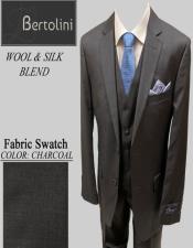  Bertolini Wool/Silk Charcoal Solid Vested