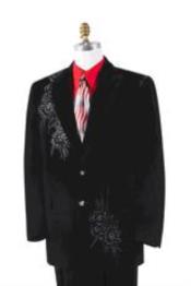  Mens Black Velvet Rhinestone Entertainer Suit velour Blazer Jacket