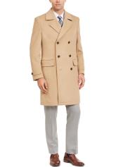  Mens  Double Breasted Camel Peacoat