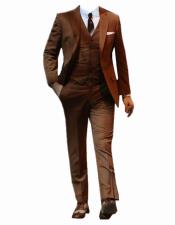 Mens Brown Notched Lapel Two Buttons