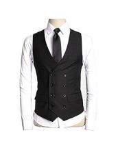  Black Double Breasted Eight Button Skinny