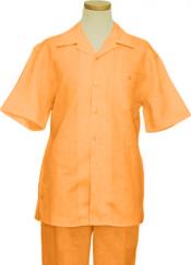  Mens Orange 2 Piece Summer Linen