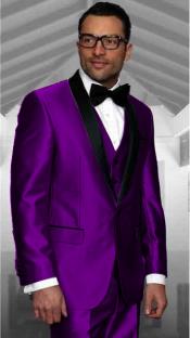  Purple Tuxedo Shawl Collar Jacket & Pants Suit Prom