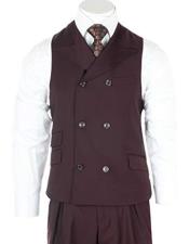  Mens Burgundy 6-Button Double Dreasted Vest