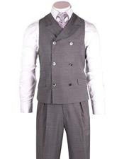  Mens Light Gray 6-Button Double Dreasted