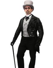  Tailcoat Black Paisley Fabric Tail Tuxedo Wedding Tux Vested