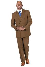  2-Piece Peak Lapel Solid Double Breasted 1930 Suit Rust