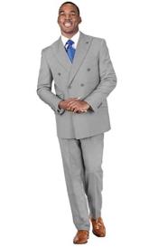  2-Piece Peak Lapel Solid Double Breasted 1930 Suit Grey