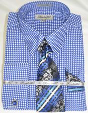 Blue Colorful Mens Gingham Dress Shirt