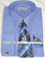 BlueColorfulMensGinghamDressShirt