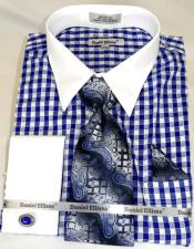 BlueGinghamPlaidColorfulMensDressShirt