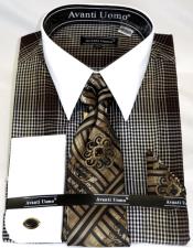  Brown Houndsiooth Colorful Mens Dress Shirt