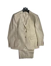  - Sand Color Mens Linen suit Fabric Summer Business