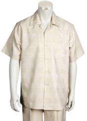  Tan Button Fastening 2pc Shirt and