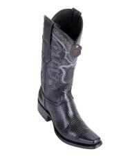  Altos Boots Mens Lizard Teju European Toe Black Cowboy