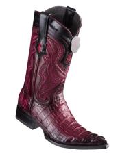  Altos Boots Caiman Tail Faded Burgundy Pointed Toe Cowboy