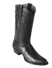  Altos Boots Lizard Teju R-Toe Black Cowboy Boots