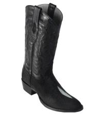  Altos Boots Single Stone Stingray R-Toe Black Cowboy Botas