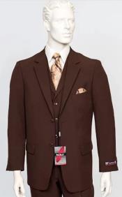  Poplin Fabric Pacelli 3pc Brown Suit