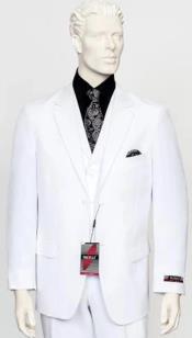  Poplin Fabric Pacelli 3pc White Suit