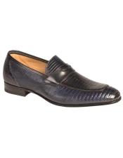  Blue Two-Tone Full Leather Sole Loafer