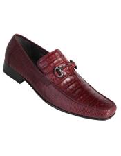  Mens Burgundy Genuine Caiman Belly and