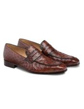 MensRichBrandyColorOstrichSkinShoes