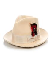 Classic Wool Felt Gangster Gentleman White Fedora Hat For Men 1920's Party