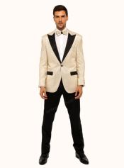  - Cream Velvet Tuxedo Dinner Jacket With Matching Bow