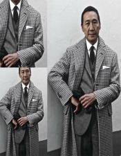  Houndstooth Overcoat - Black and White