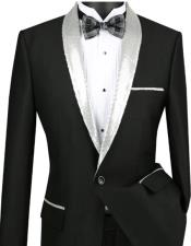 Mens Black with Sequence Silver Lapel