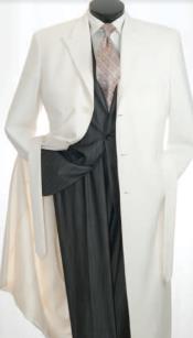  White Wool and Cashmere Mens Overcoat