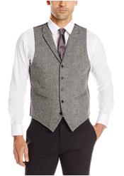  Mens Vest Charcoal Tweed - Wool