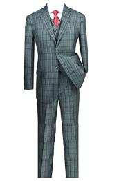 Plaid Vested Suit - Windowpane Suit