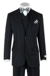  Mens Urban Black Stripe Suit -