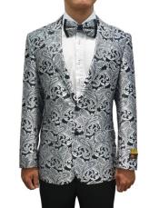  Gray and Black Tuxedo Suit Jacket and Pants With