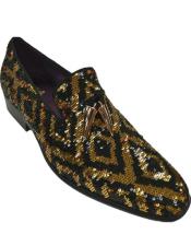  6861 Black and Gold Dress Shoe