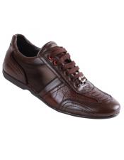  Los Altos Genuine Ostrich Leg and Leather Brown Sneaker