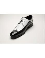  Gangster Shoes Mens Two Toned Black/White Wingtip Fashion Dress