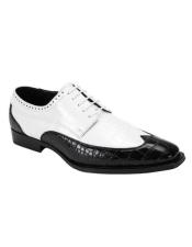  Gangster Shoes Black ~ White Two Toned 5 Eyelet