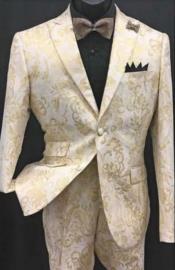  White and Gold Tuxedo With Matching