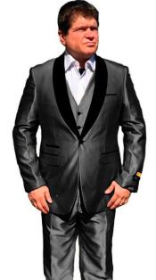  One Button Shawl Lapel Suit Black