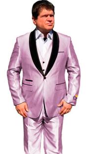  One Button Shawl Lapel Suit Lilac