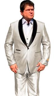  One Button Shawl Lapel Suit Off-White