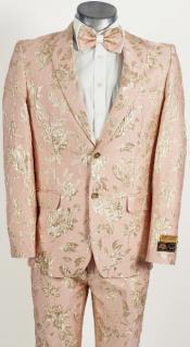  Light Pink ~ Gold 2 Button Foil Floral Paisley