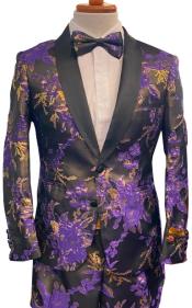  Floral Prom Tuxedo in Purple Package w/ Matching Pants