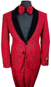  Lace Prom Tuxedo Package in Red & Black w/