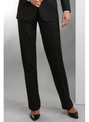  Black Plain Front Polyester Tuxedo Pant - Womens Black