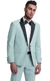  Green Tuxedo Slim Fit Peak Lapel Suit