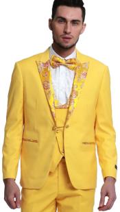  Suit - Yellow Tuxedo Jacket + Pants + Vest